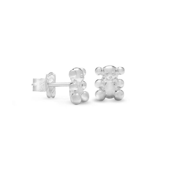 AUTHENTIC Tous Silver 1cm Bubble Bear Earrings - Sterling Silver - Picture 1 of 6